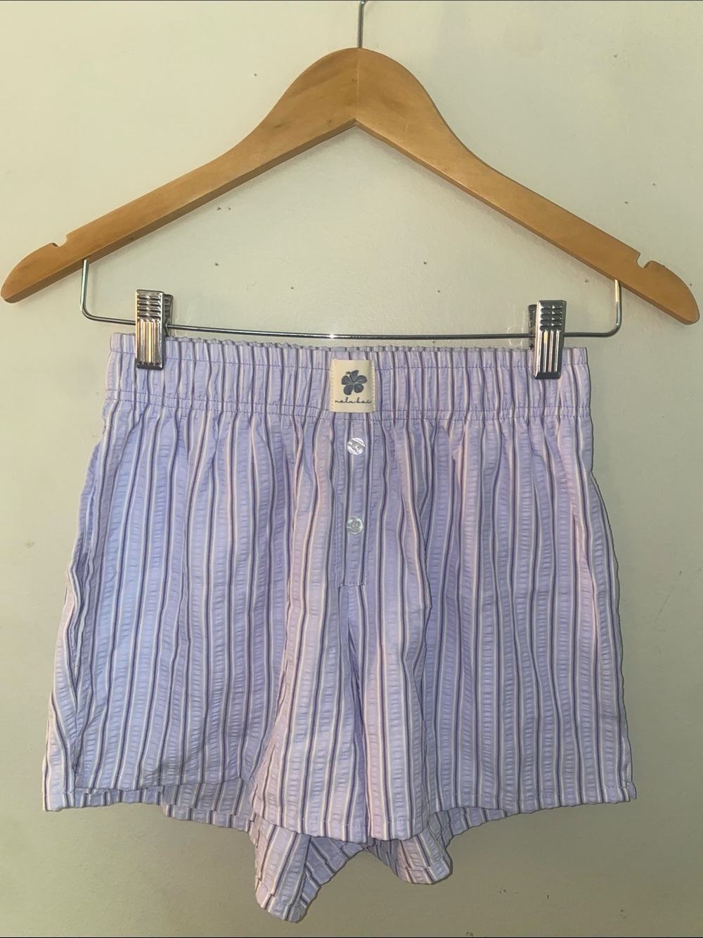 Light Lavender and Blue Striped Cotton Boxer Shorts